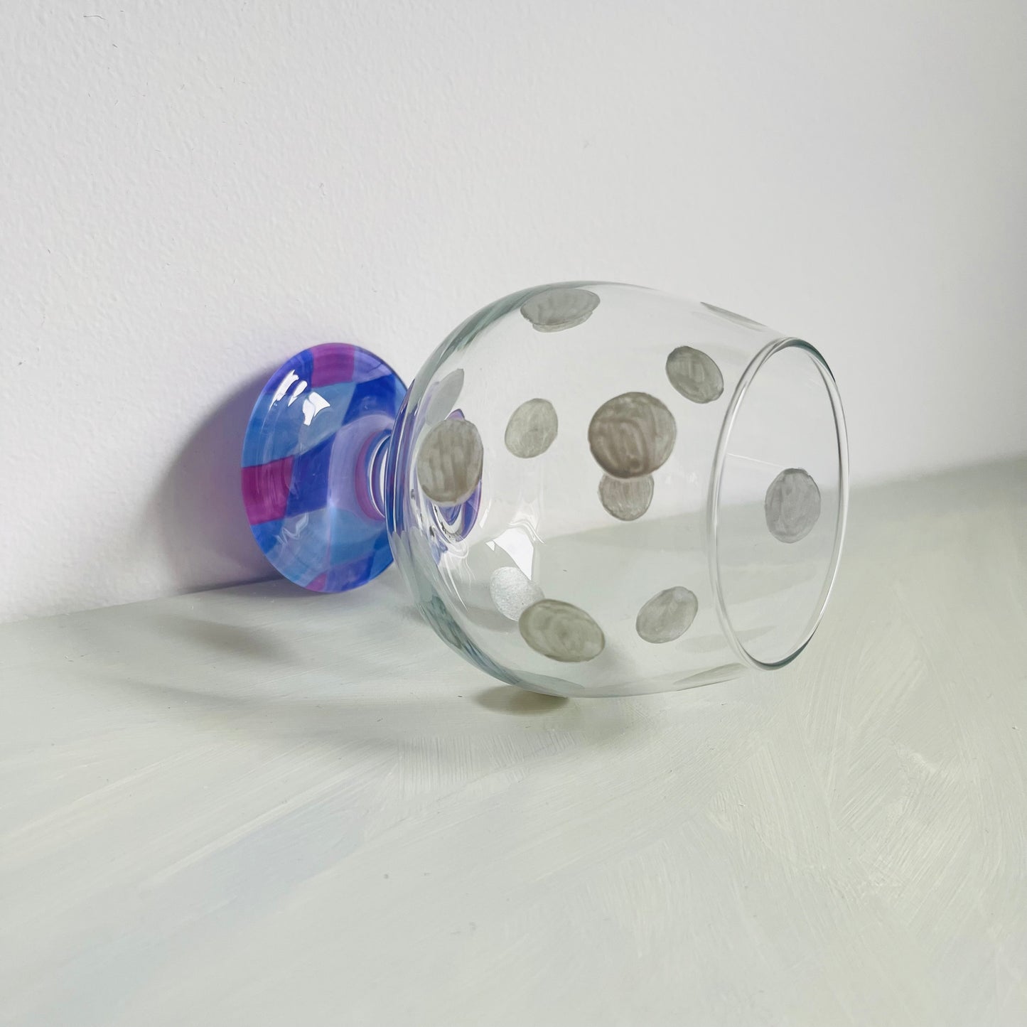 1 / Brandy Glass / Silver polka dots