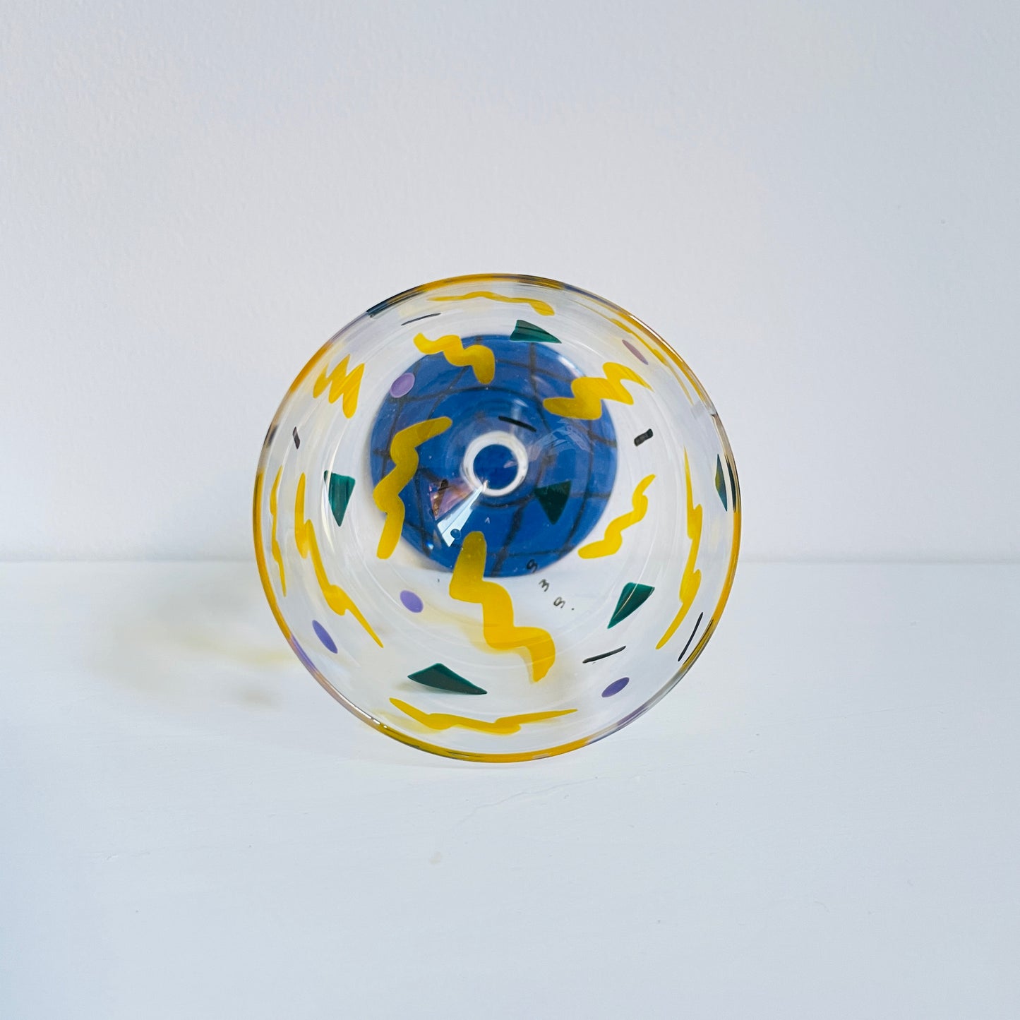 E / Wine Glass / Wavy (blue plaid)