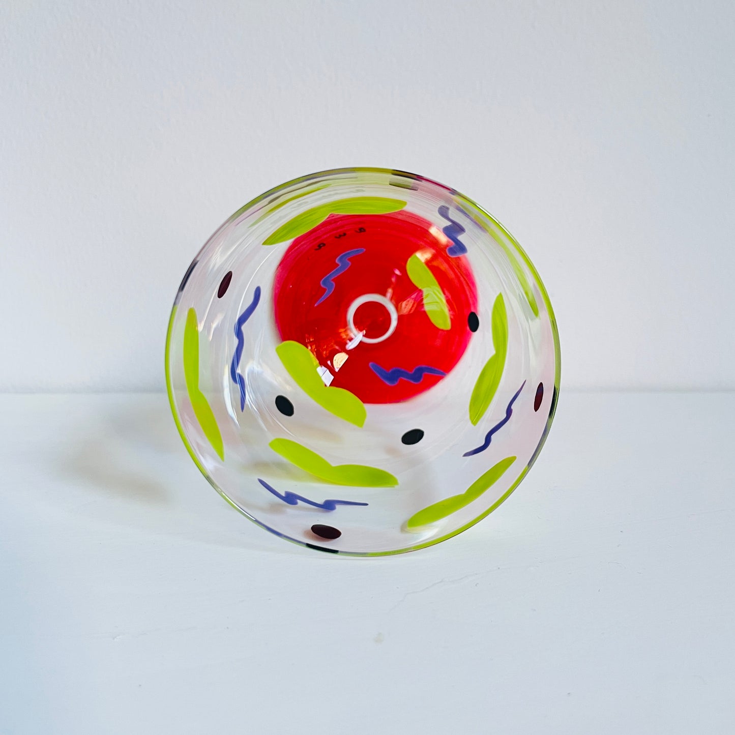 E / Wine Glass / Blue Wavy