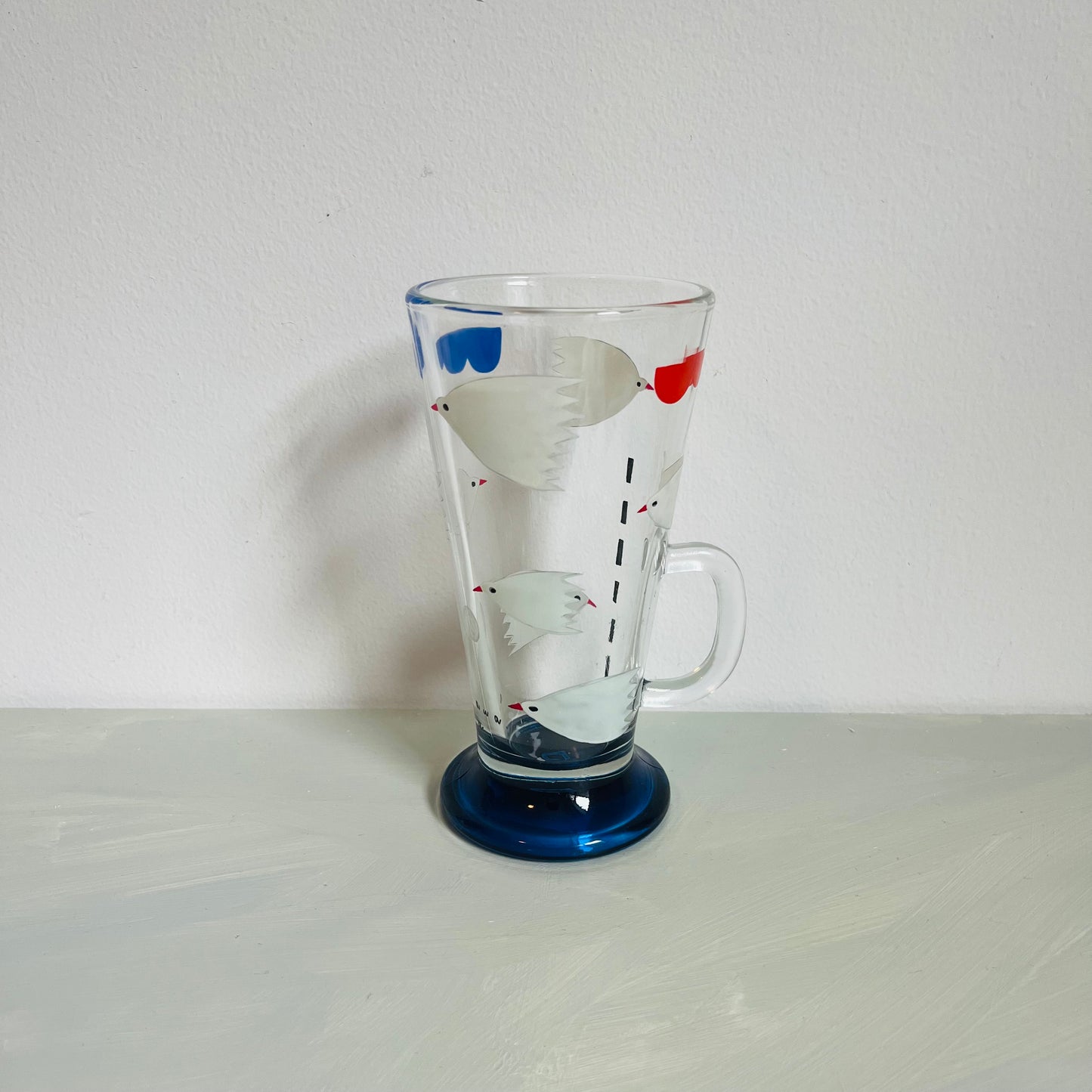 1 / Latte Glass / White Bird (Blue)