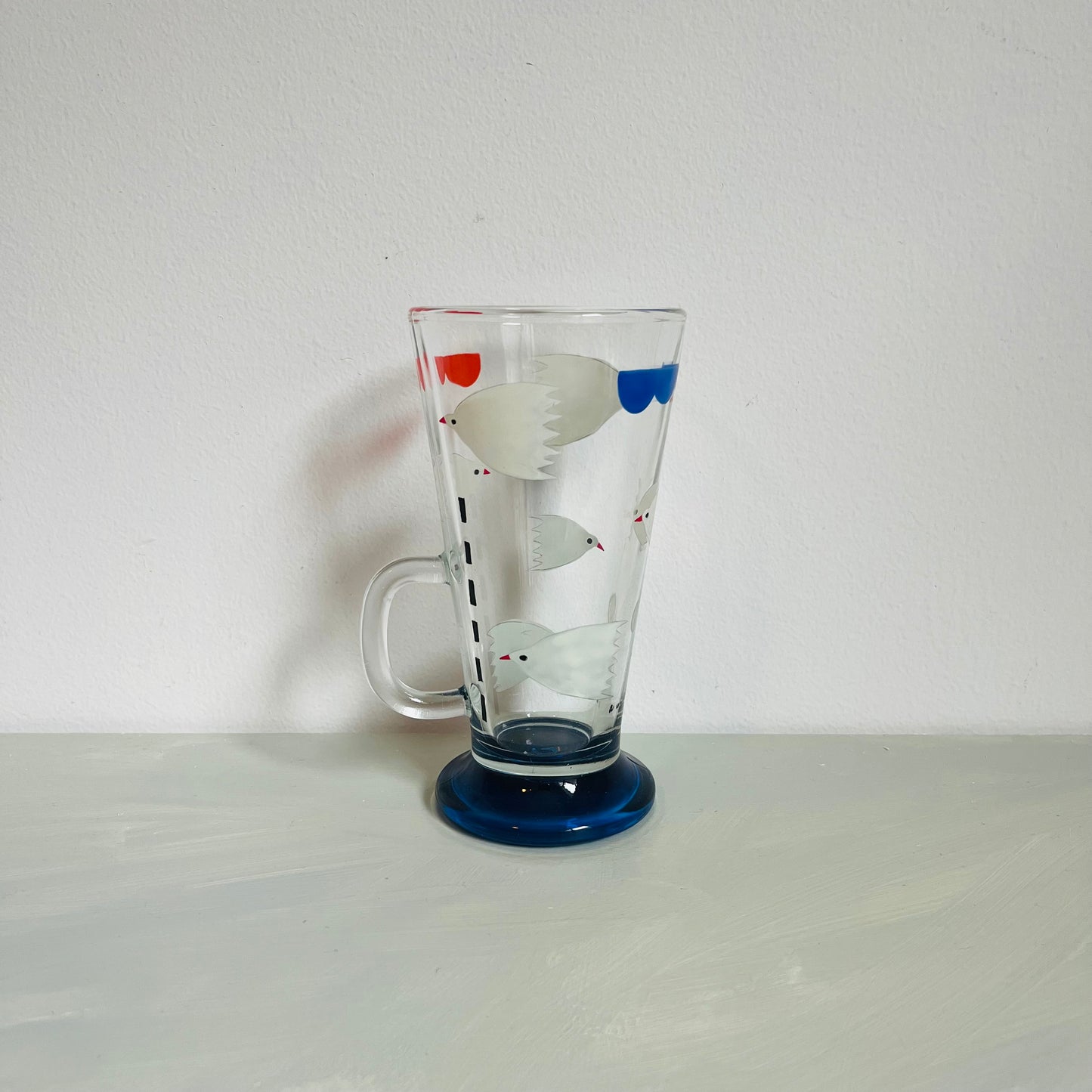 1 / Latte Glass / White Bird (Blue)