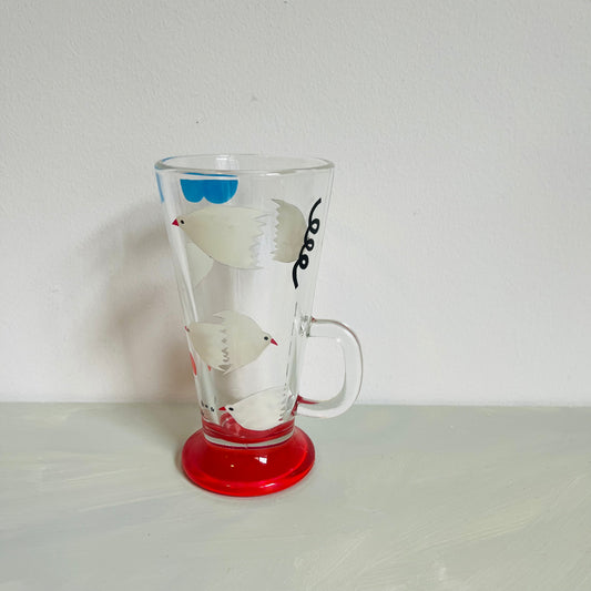 1 / Latte Glass / White Bird (Red)