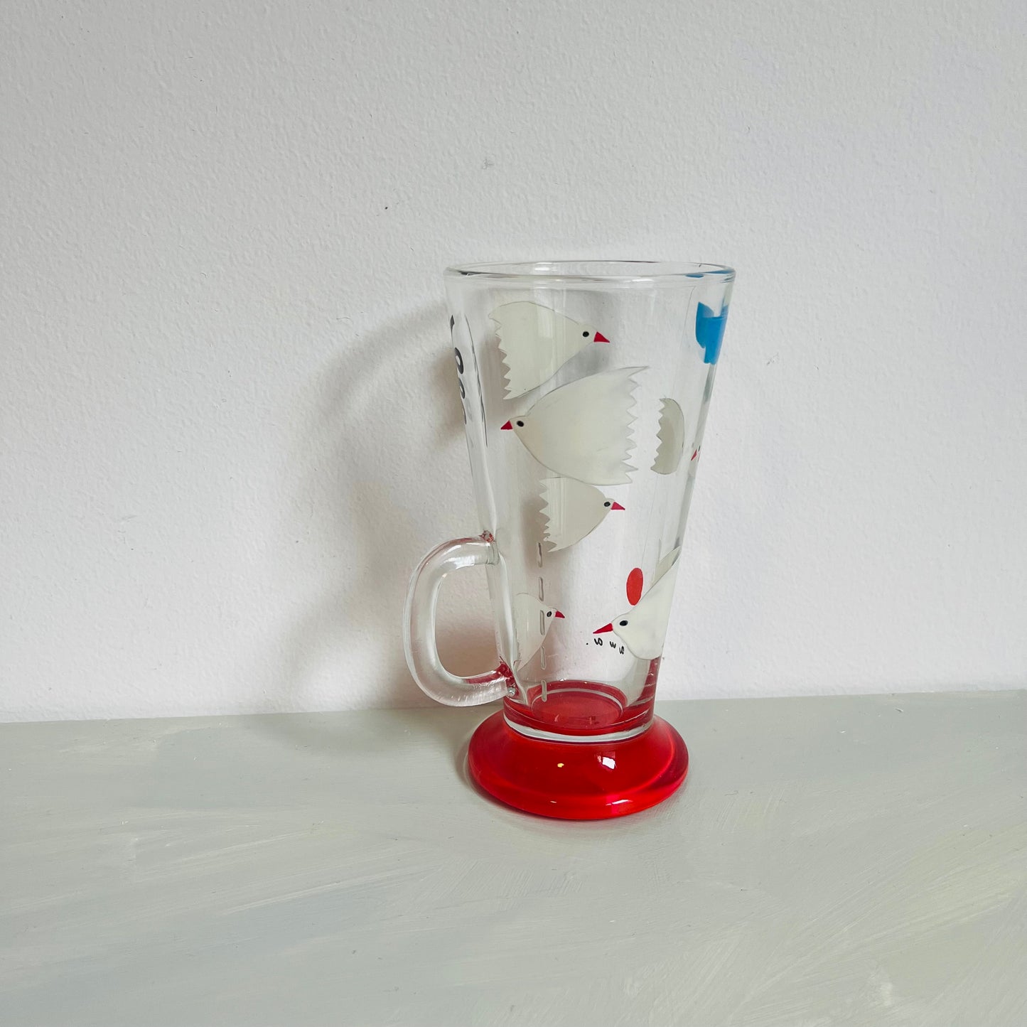 1 / Latte Glass / White Bird (Red)