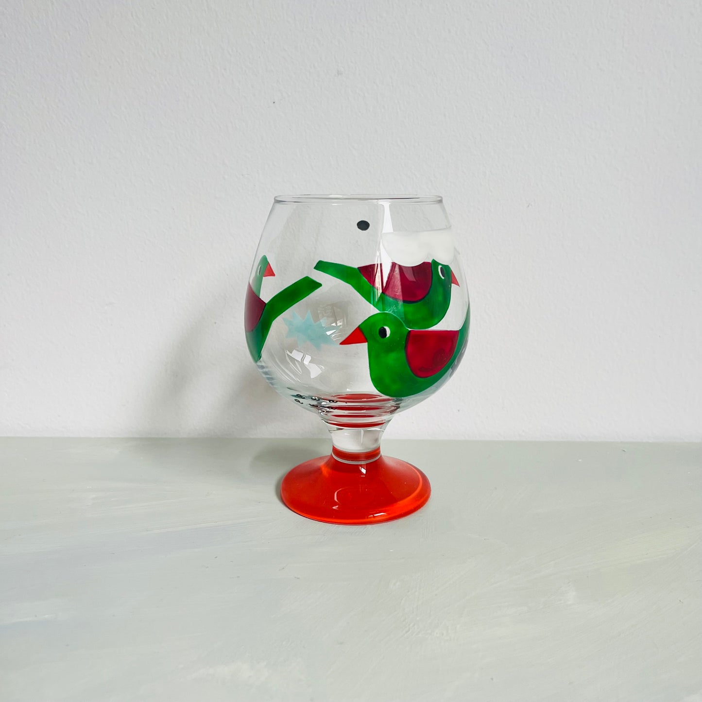 1 / Brandy Glass / Green Bird Trio (Red)