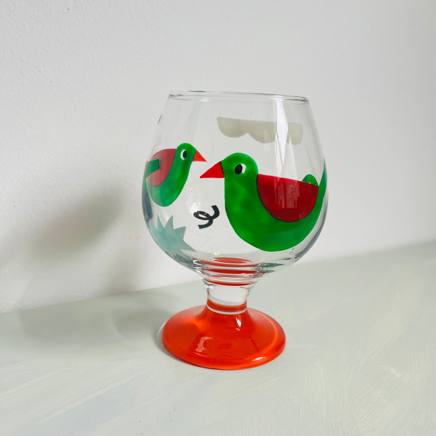 1 / Brandy Glass / Green Bird Trio (Red)