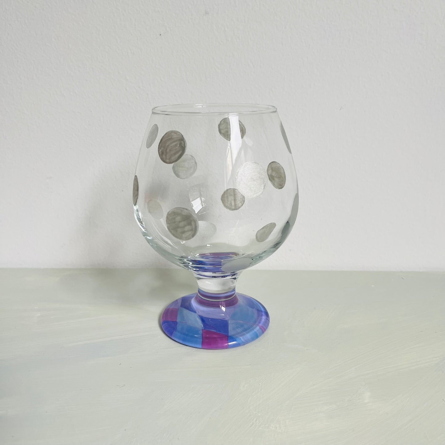 1 / Brandy Glass / Silver polka dots