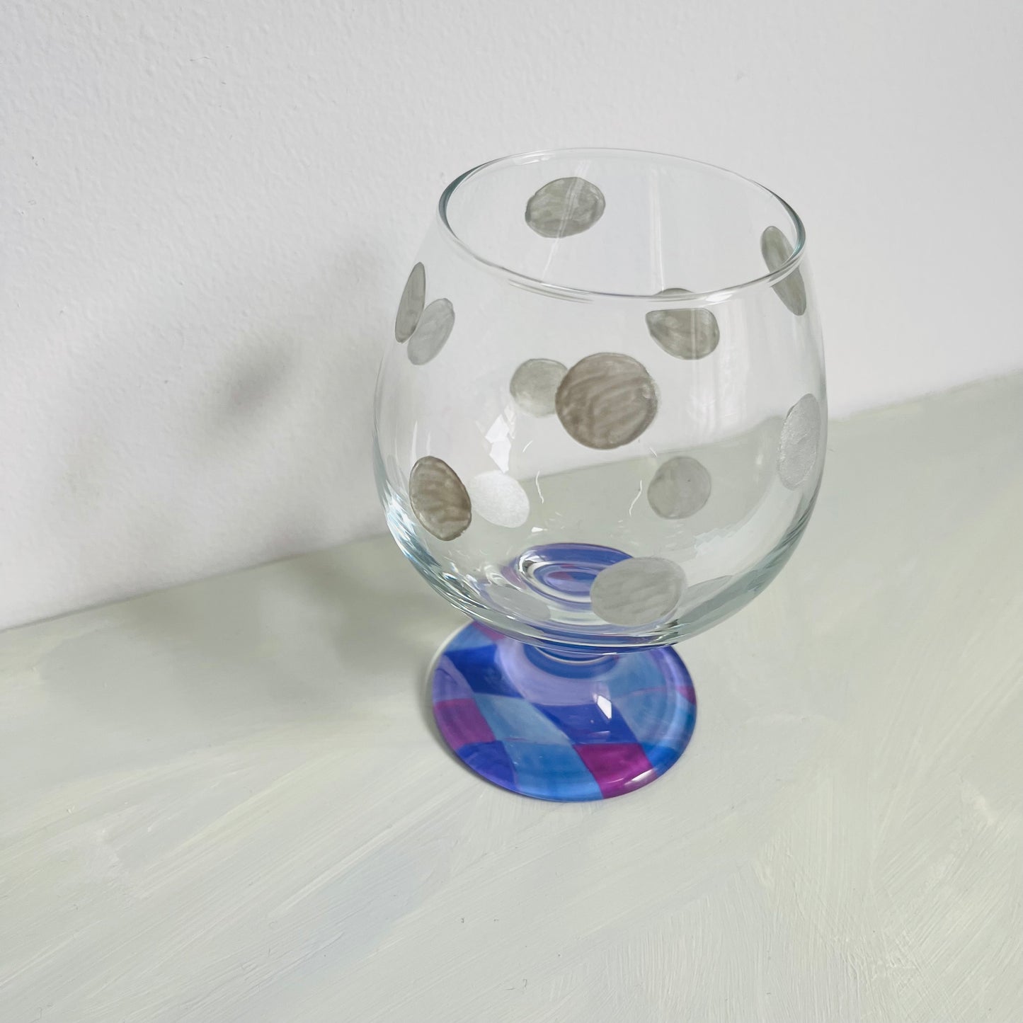 1 / Brandy Glass / Silver polka dots