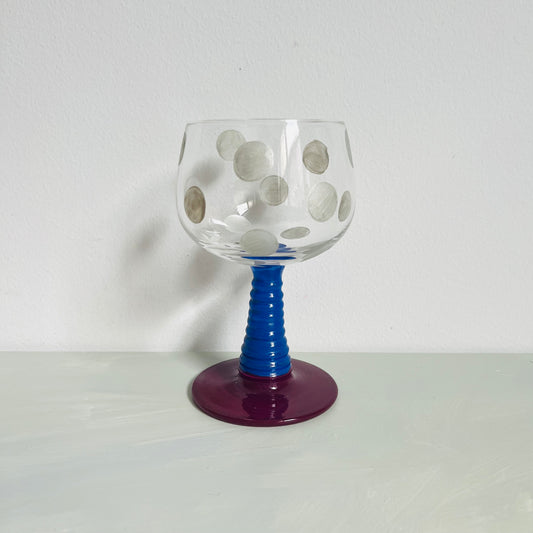 1 / Twisted-stem Wine Glass / Silver polka dots