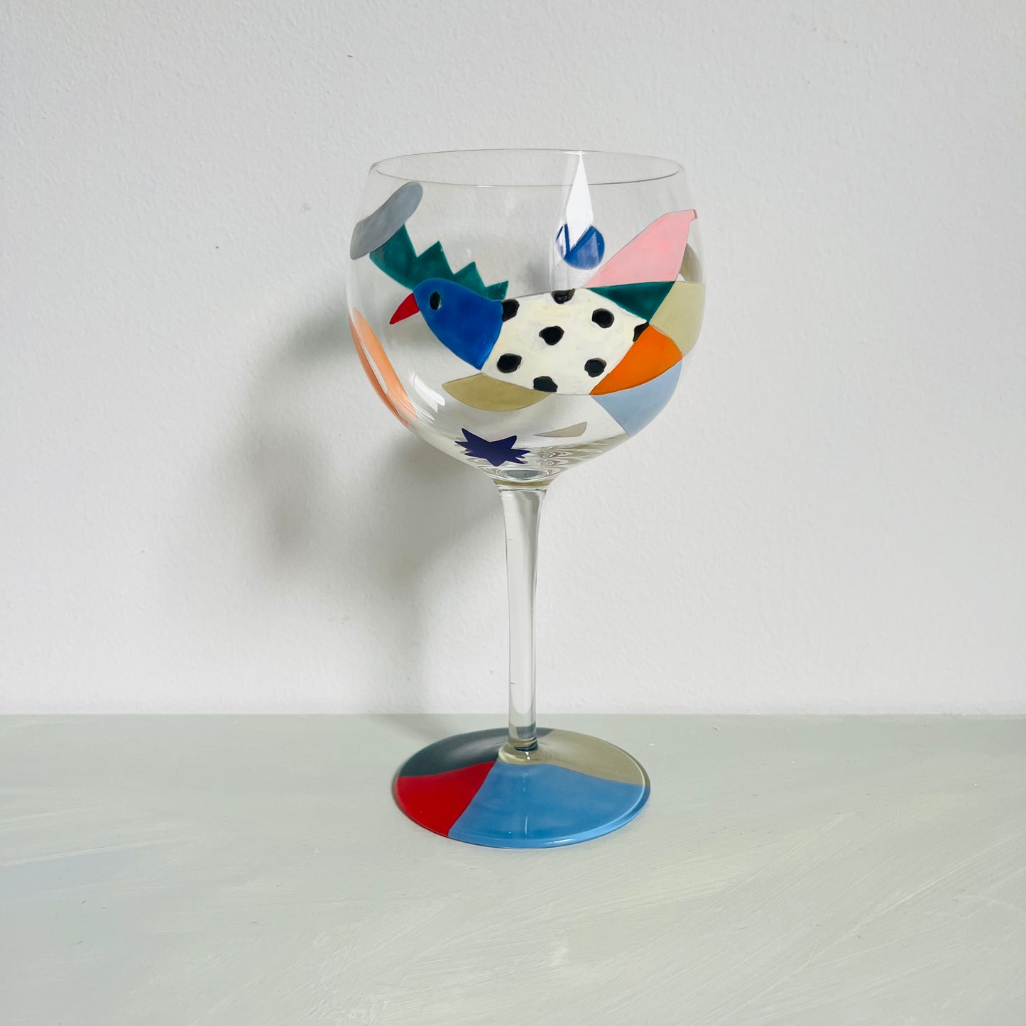 1 /  BIG Wine Glass /  Bird