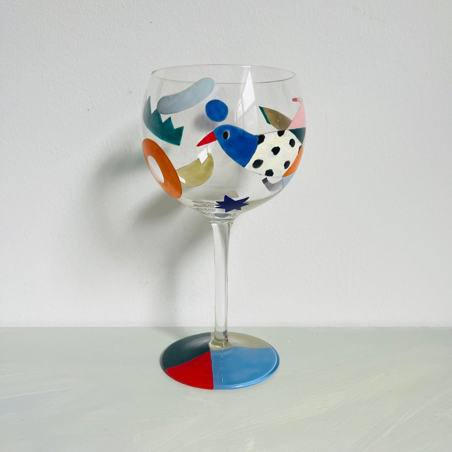 1 /  BIG Wine Glass /  Bird