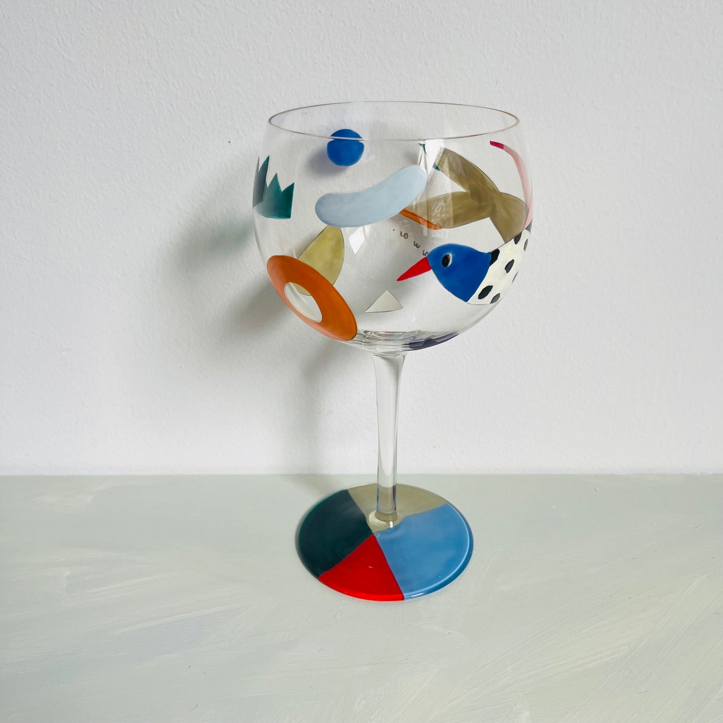 1 /  BIG Wine Glass /  Bird
